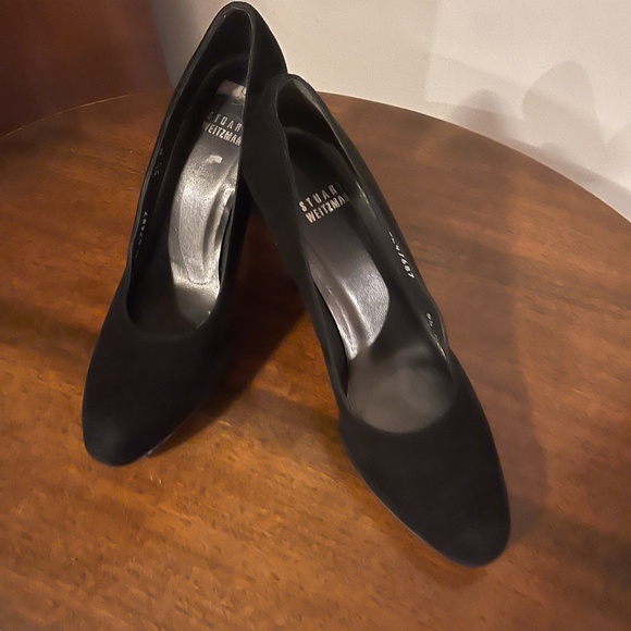 NWB STUART WEITZMAN BLACK SUEDE PLATFORM HEEL - Picture 1 of 3